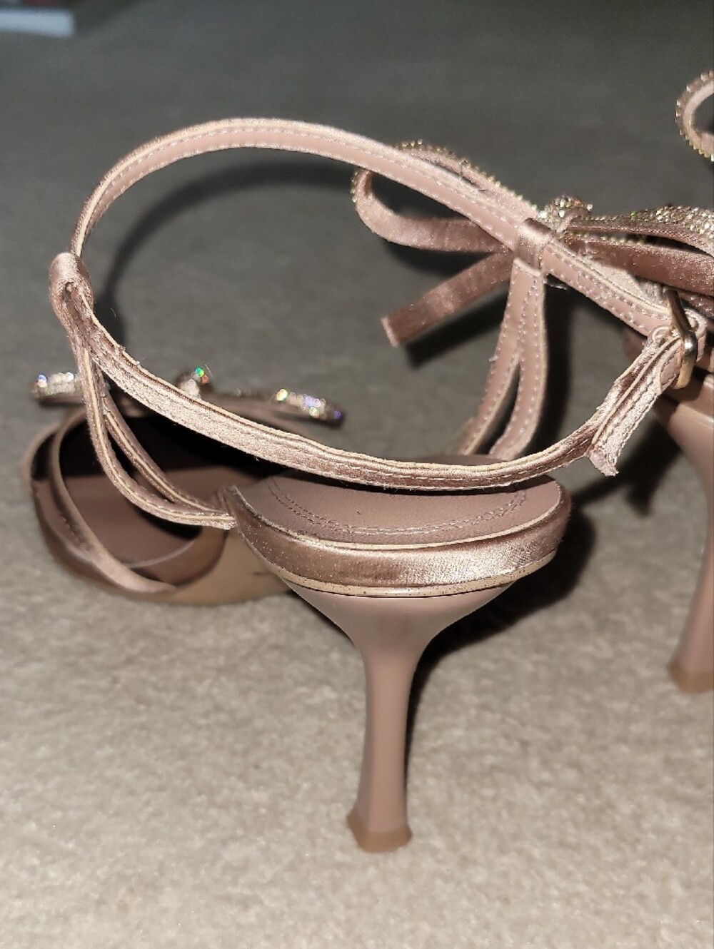 Steve Madden Rose Gold Bow-Strap Heels - Picture 8 of 9